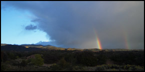 Backyard Double Rainbow over Santa Fe